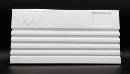 White grooved plastic tray for organizing/displaying stones (20,1 * 10 * 0,7 cm)